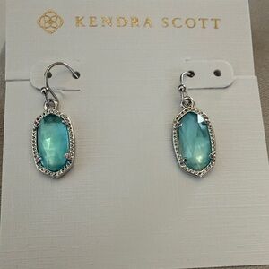 Kendra Scott Lee Light Blue Illusion Small Drop Earrings Silver Tone /March